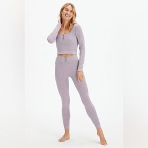 Fabletics Women's Cable Knit Long Sleeve Set - Faded Plum Heather, Medium